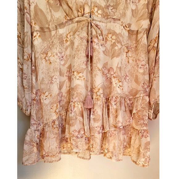 Aakaa Floral Ruffled Hem Dress Sash Waist Tie Sz Small, V Neck Sexy Summer Dress - Picture 6 of 7